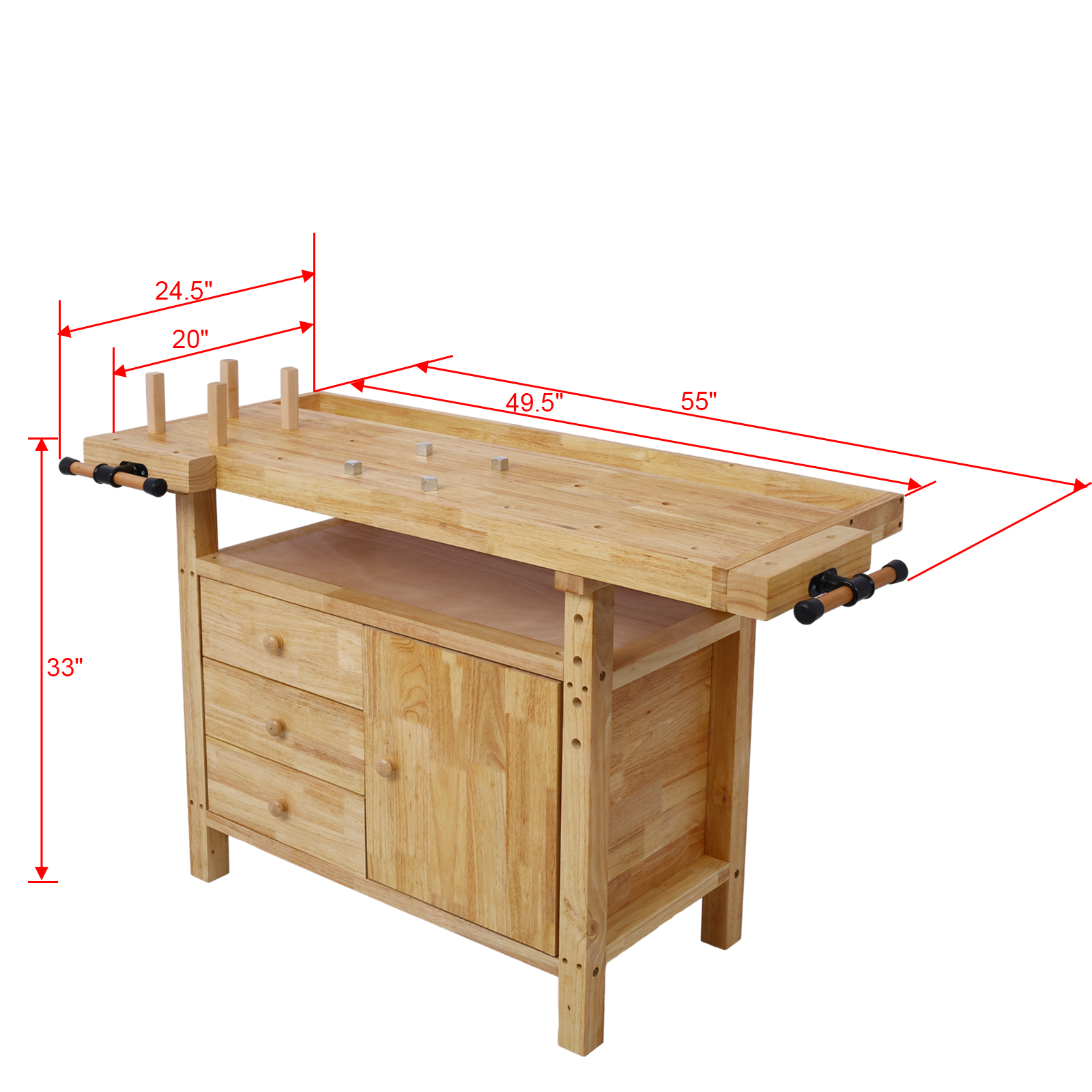 Wood Workbench - Wooden Workbench for Garage Workshop and Home, with Rapid Action Woodworking Vise 7 Inch Jaw Width Made with Heavy-Duty Cast Iron ,GRAY - Image 6