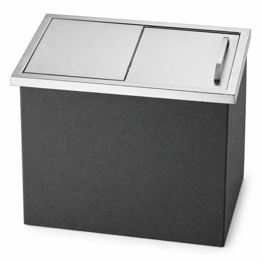 Drop-In Ice Chest, Stainless Steel Ice Storage Box with Sliding Lid and Drain Hose, Ice Bin for Chilled Wine, Beer, Beverage (22 x 17 x 12 Inches)