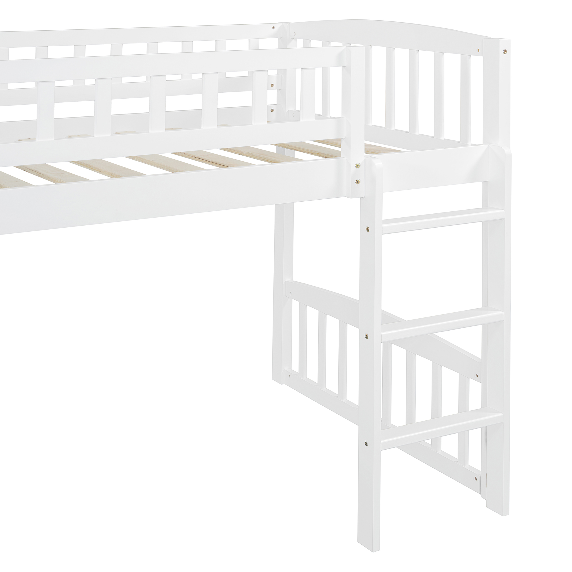 Twin size Loft Bed with Slide and Ladder, White - Image 5