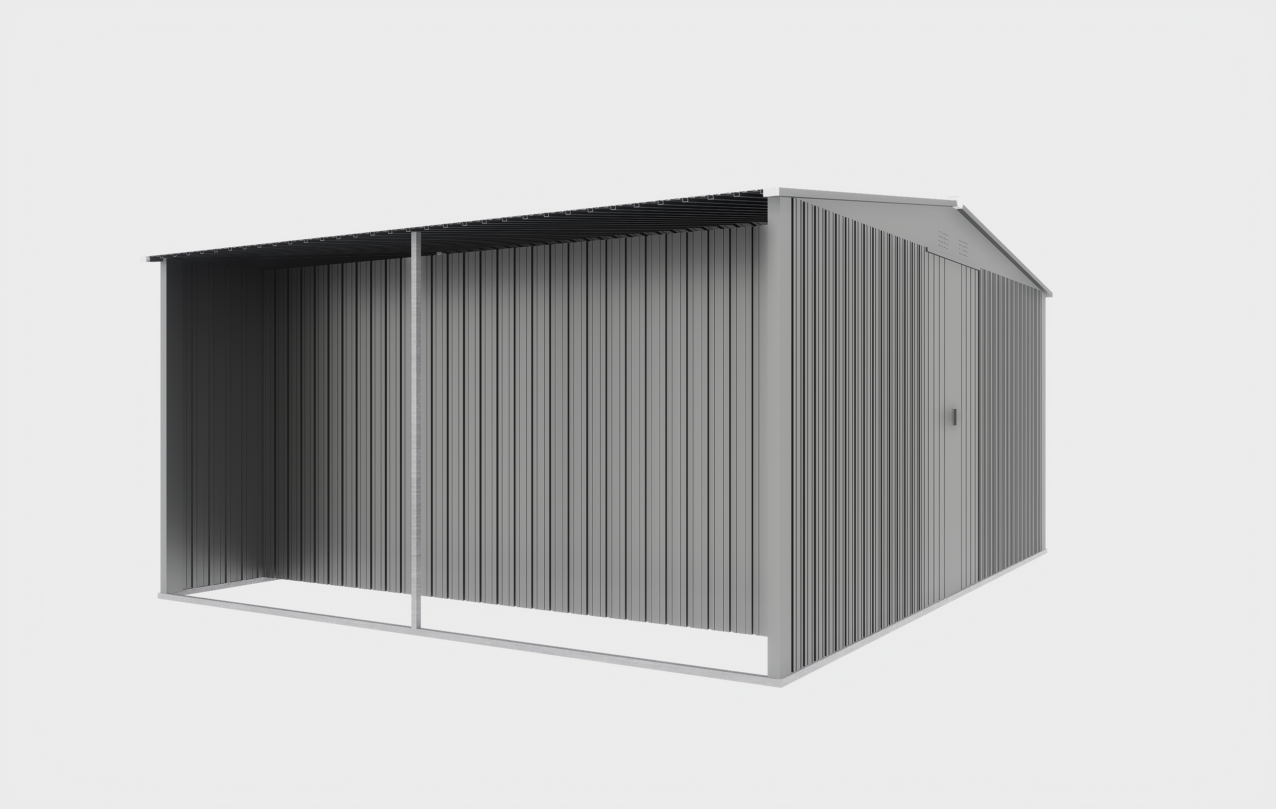 New Outdoor Storage Shed has two Functions: Metal shed and Firewood Shed 11ft x13ft ,Grey - Image 2