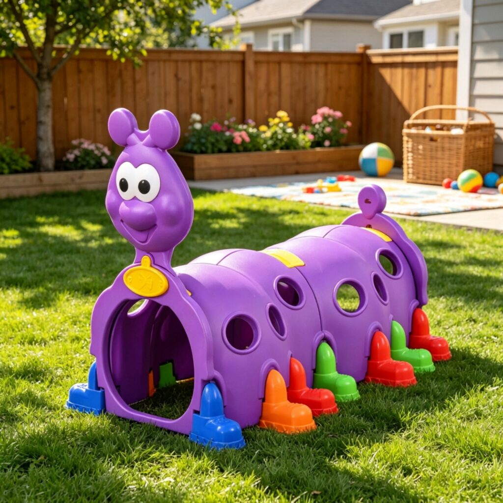 2-Section Purple Toddler Play Tunnel – Kids Crawl & Climb Through Indoor Outdoor Play Structure